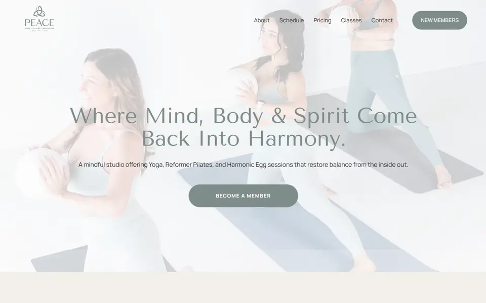 Peace Mind Body Spirit, homepage